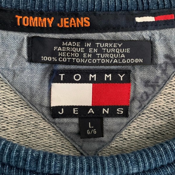 Tommy Hilfiger sweatshirt crewneck denim pullover size L - Picture 5 of 8